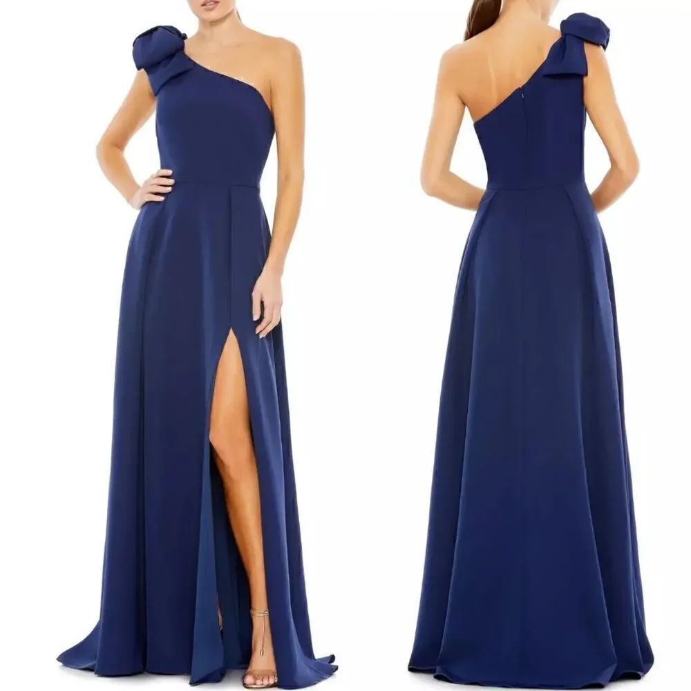 MAC DUGGAL Midnight Embellished One Shoulder A-Line Evening Gown Size 8